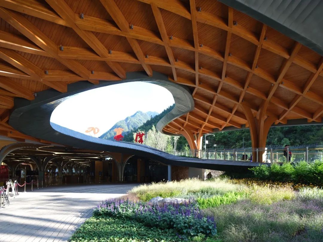 国内最大跨度的互承式胶合木结构--九寨沟沟口游客服务中心