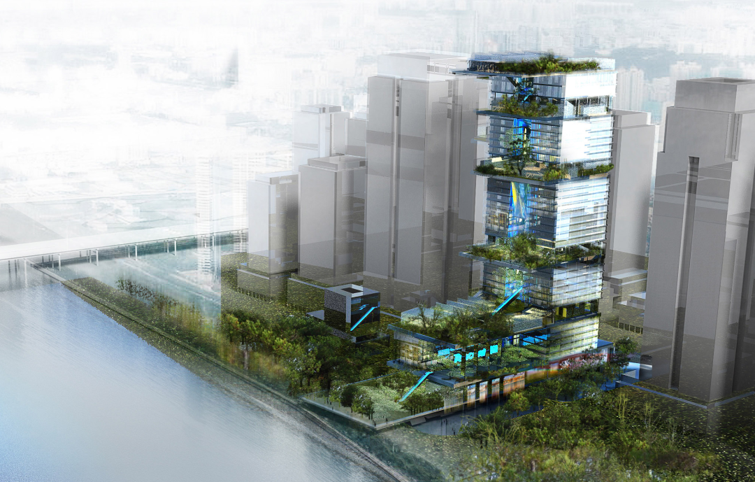 微信未来总部大厦首道连廊顺利提升，新地标雏形初现