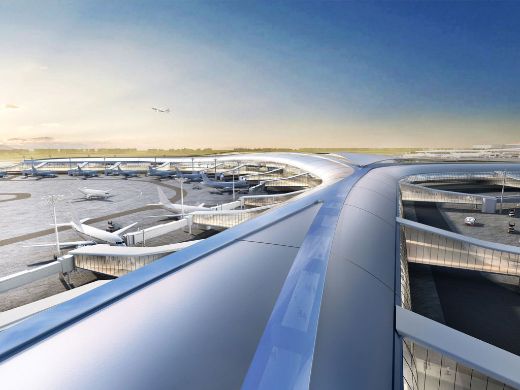 深圳机场卫星厅钢结构顺利封顶，面积相当于10个足球场，总用钢量约2.3万吨