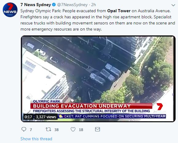 【行业资讯】紧急突发，悉尼30多层的王牌公寓可能倒塌，100多位居民撤离