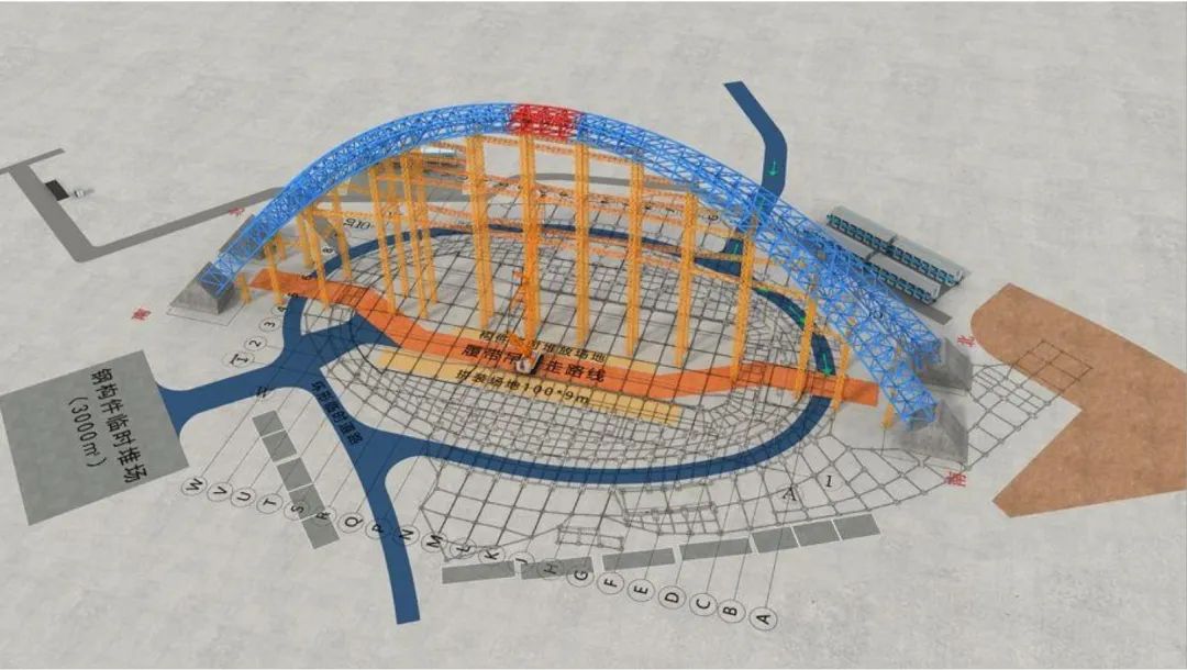 全国最大跨度桁架式双向钢拱——安康体育馆