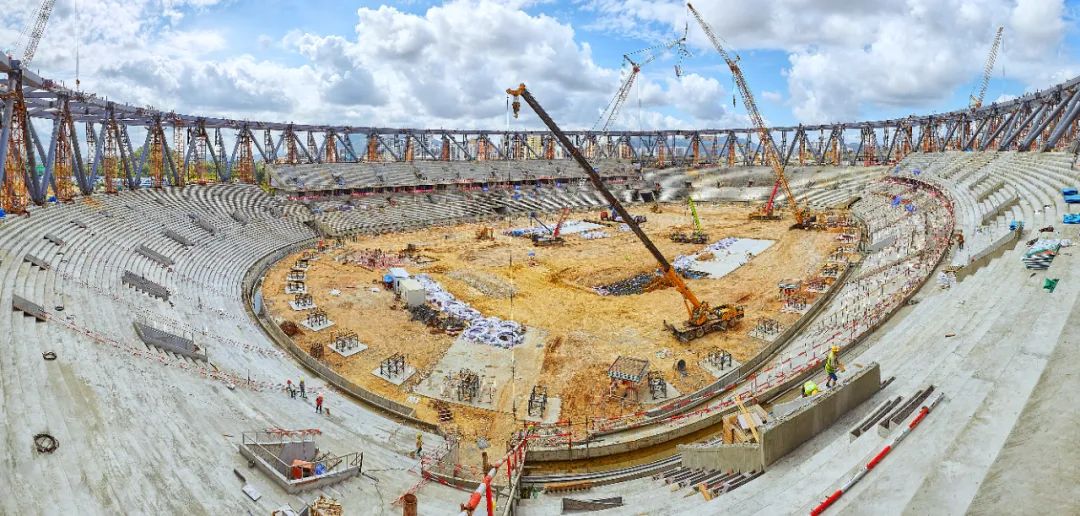 【行业资讯】三亚国际体育产业园体育场钢结构正式卸载