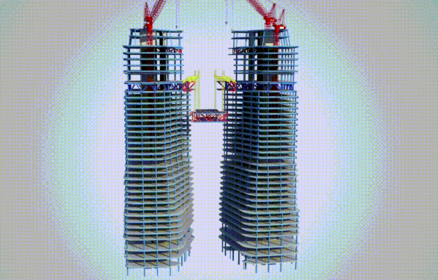 11小时提升165米，厦门英蓝国际金融中心钢结构连廊完成高空合龙