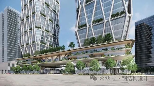 结构外露的宝石切割面造型建筑，广州市三一重工智能装备总部大楼核心筒主体结构全面封顶