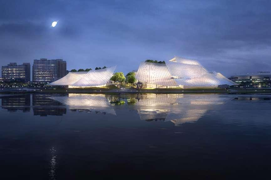 1.2万吨的义乌大剧院，国际会议厅屋面完成钢结构封顶