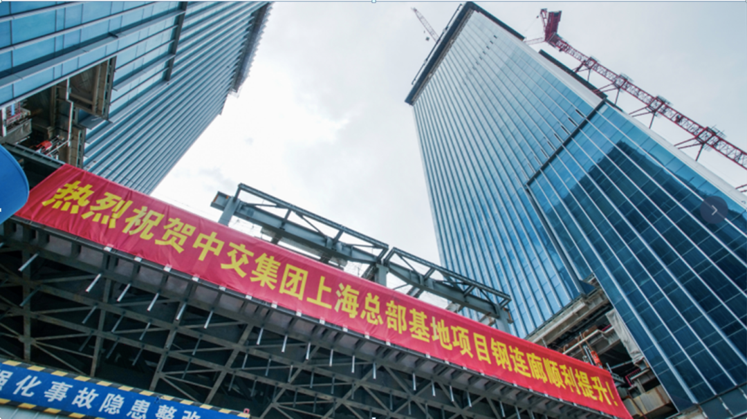 1600吨钢连廊提升，中交滨江广场钢结构连廊顺利提升