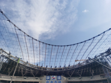 大开孔双层正交索网，西安国际足球中心罩棚
