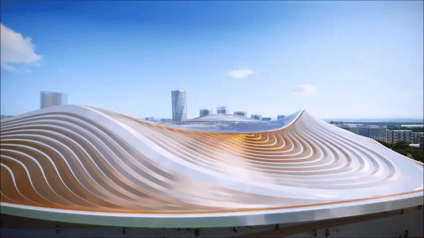 索体、索夹用钢量约2650吨，索结构用量最大足球场之一​--黄河体育中心钢结构首吊