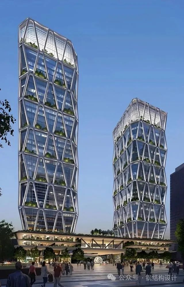 结构外露的宝石切割面造型建筑，广州市三一重工智能装备总部大楼核心筒主体结构全面封顶
