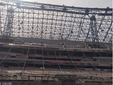 大开孔双层正交索网，西安国际足球中心罩棚