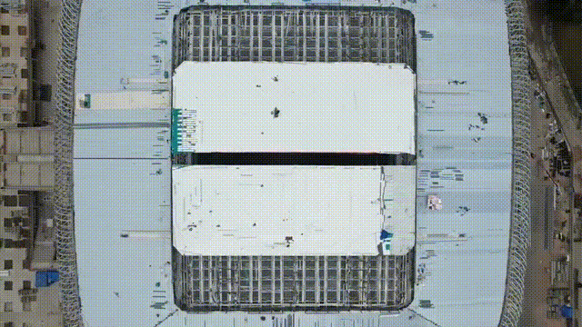 60米跨度开合屋盖，深圳市体育中心体育馆【开合屋盖】成功试运行