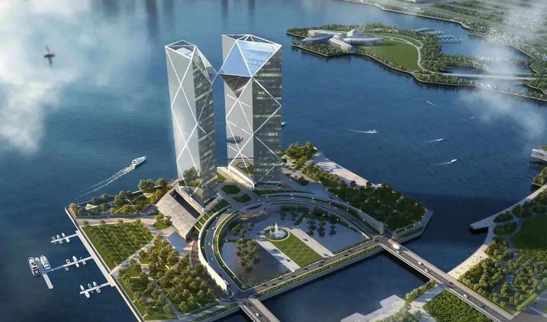 2200吨钢结构提升155米，上海临港西岛金融中心项目钢结构锥体进行首次提升